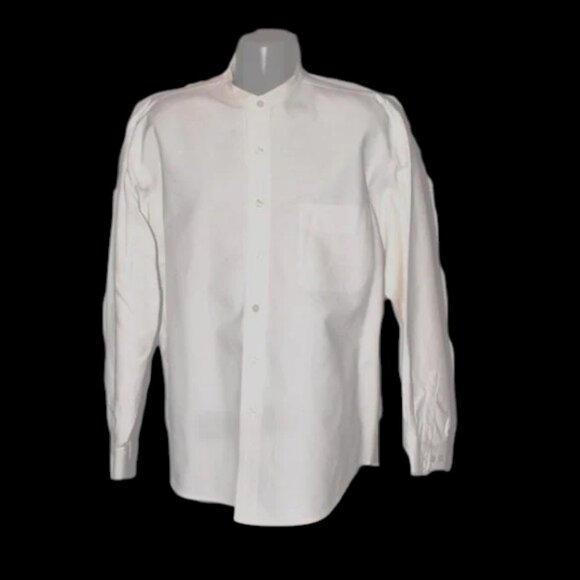 Vintage Eddie Bauer Mandarin Collar Button Front Dress Shirt Sz XL - Picture 1 of 4